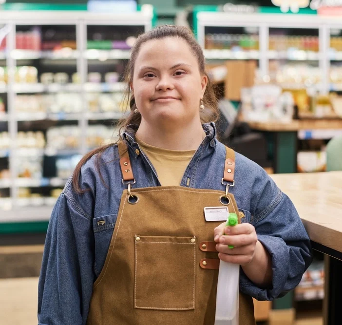 disabled women working in a store